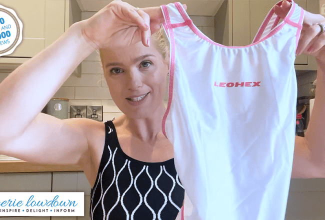 Mapel reviews LEOHEX supershine wet-look swimsuit